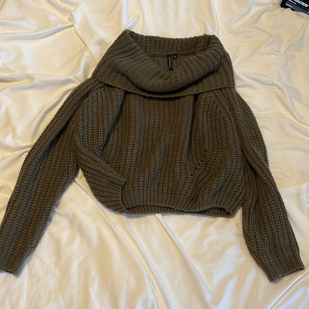 Green cowl neck sweater